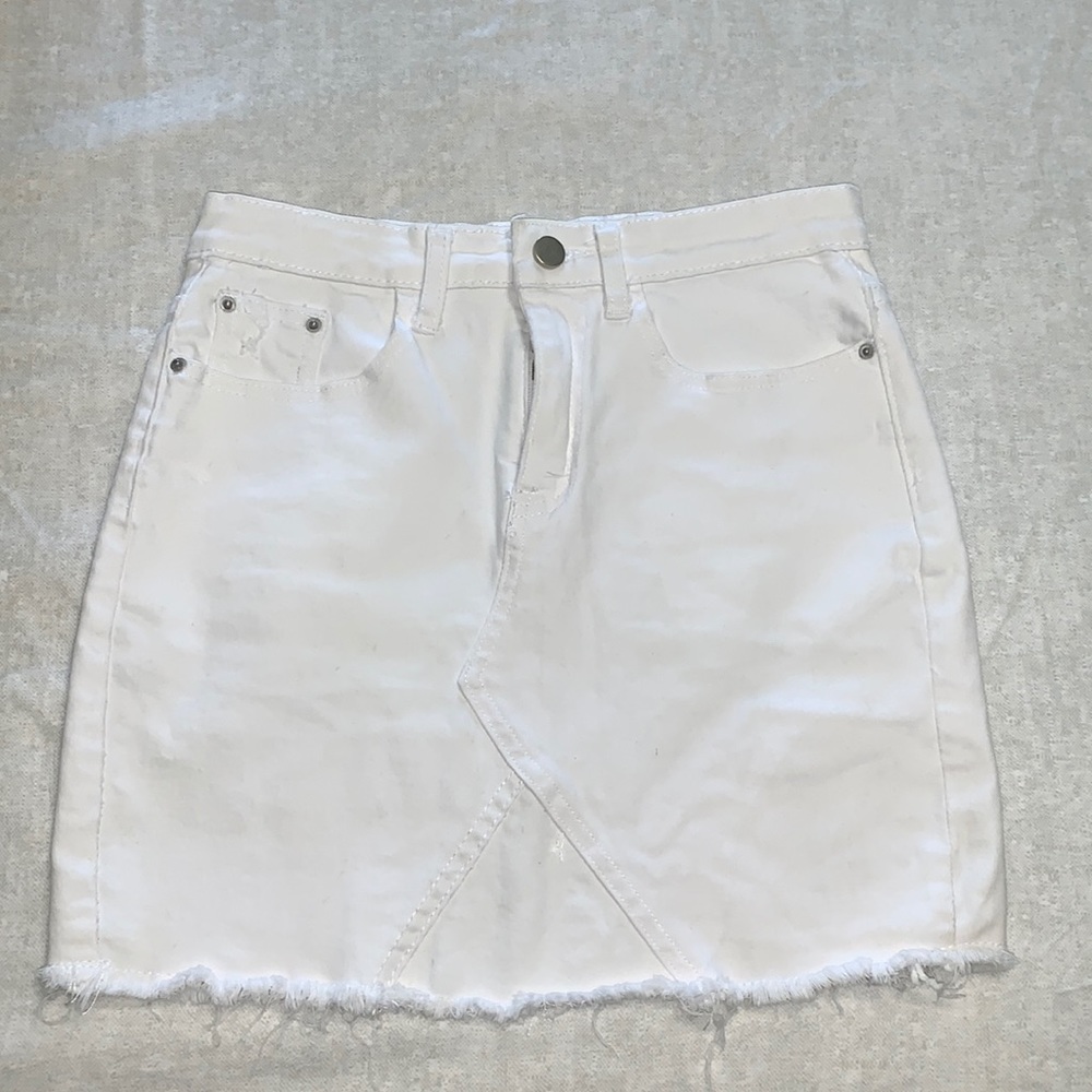 White denim jean skirt